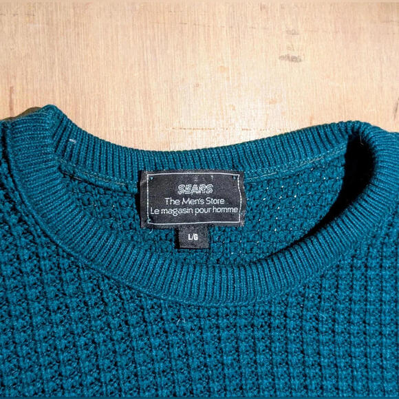 👽Vintage Sears Sweater in Dark Teal, Size L - Picture 4 of 4